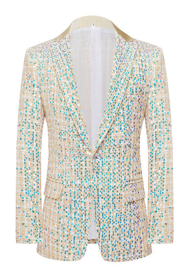 Champanhe Espumante Notched Lapela 2 Peças Homens Prom Ternos com Sequins